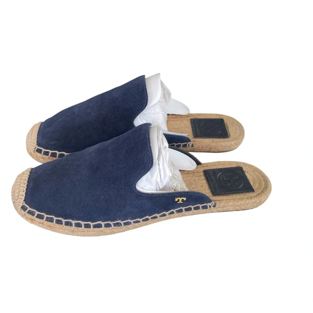 Tory Burch Max Espadrille Slide – Royal Navy Suede Size 7